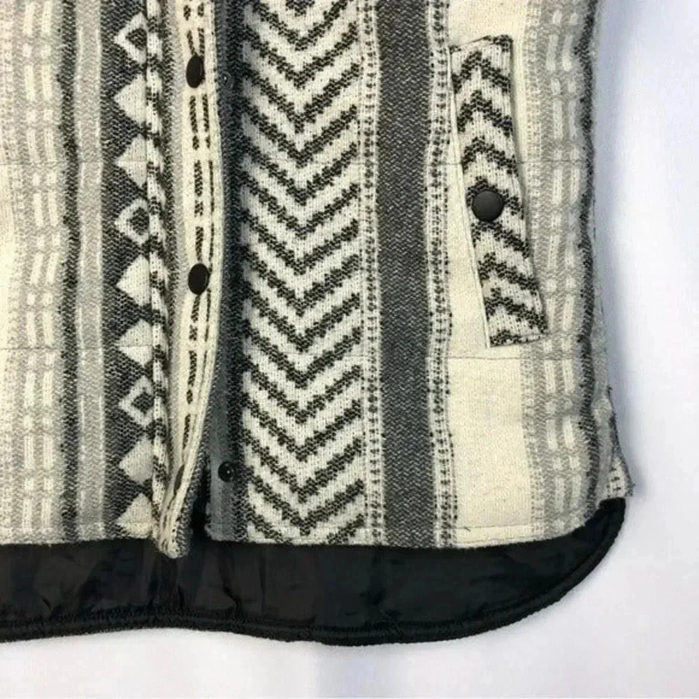 Staccato Gray & Cream Geometric Tribal Full Zip Vest S - Picture 4 of 5